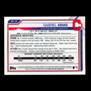 Gabriel Arias 2021 Bowman Chrome 1st Bowman Prospect Indians