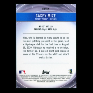 Casey Mize RC 2021 Bowman Chrome Rookie of the Year Favorites Tigers