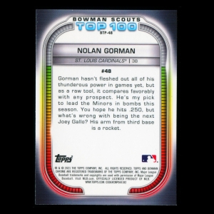 Nolan Gorman 2021 Bowman Chrome Scouts Top 100 | #48 Cardinals
