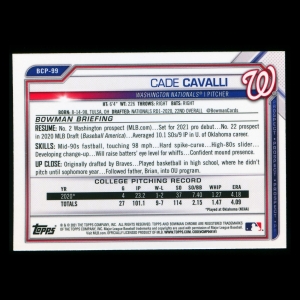 Cade Cavalli 2021 Bowman Chrome Prospect Nationals