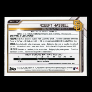 Robert Hassell 2021 Bowman Chrome Prospect Padres