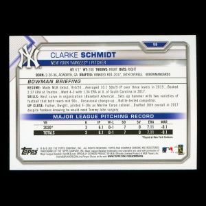 Clarke Schmidt RC 2021 Bowman Rookie Yankees