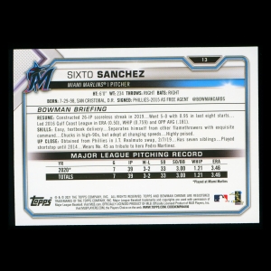 Sixto Sanchez RC 2021 Bowman Rookie Marlins