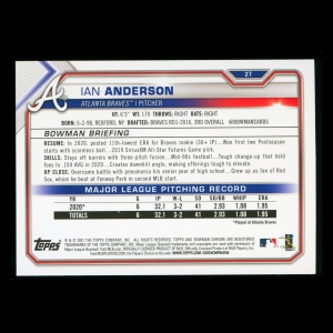 Ian Anderson RC 2021 Bowman Rookie Braves