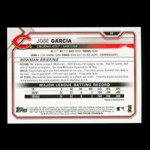 Jose Garcia RC 2021 Bowman Rookie Reds