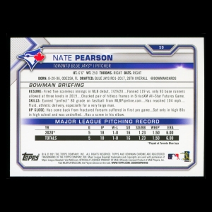Nate Pearson RC 2021 Bowman Rookie Blue Jays