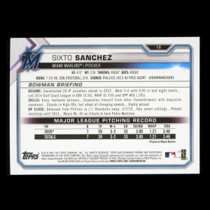 Sixto Sanchez RC 2021 Bowman Rookie Marlins