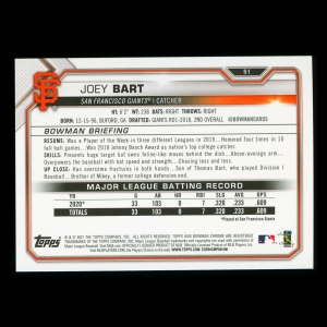 Joey Bart RC 2021 Bowman Rookie Giants
