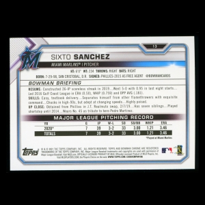 Sixto Sanchez RC 2021 Bowman Rookie Marlins
