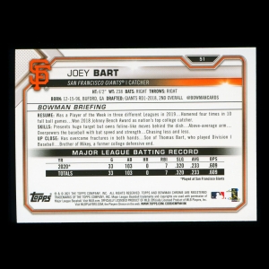 Joey Bart RC 2021 Bowman Rookie Giants