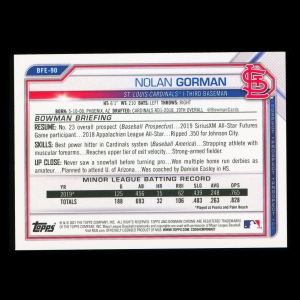 Nolan Gorman 2021 Bowman Prospect 1st Edition Cardinals