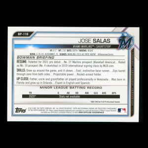 Jose Salas 2021 Bowman Prospect 1st Bowman Marlins