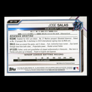Jose Salas 2021 Bowman Prospect 1st Bowman Marlins