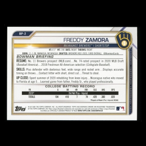 Freddy Zamora 2021 Bowman Prospect Brewers
