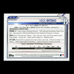 Nick Bitsko 2021 Bowman Prospect Rays