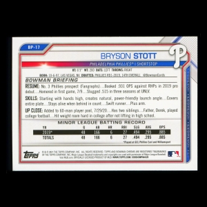 Bryson Stott 2021 Bowman Prospect Phillies