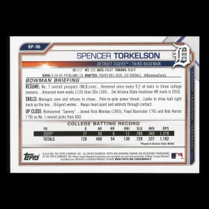 Spencer Torkelson 2021 Bowman Prospect Tigers