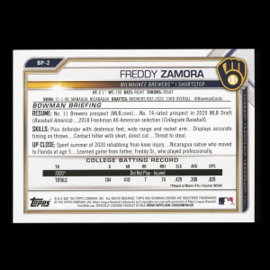 Freddy Zamora 2021 Bowman Prospect Brewers