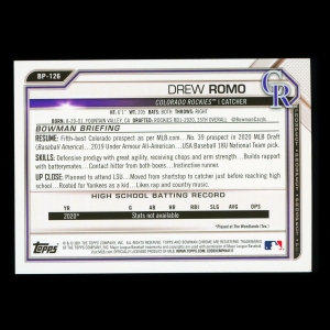 Drew Romo 2021 Bowman Prospect Rockies
