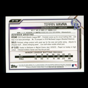 Terrin Vavra 2021 Bowman Prospect Rockies