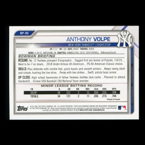 Anthony Volpe 2021 Bowman Prospect Yankees