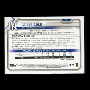 Gerrit Cole 2021 Bowman Yankees