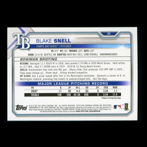 Blake Snell 2021 Bowman Rays
