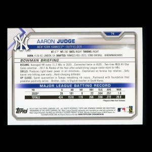Aaron Judge 2021 Bowman Yankees