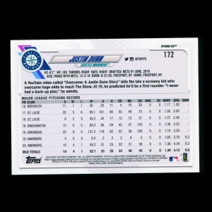 Justin Dunn 2021 Topps Opening Day Future Stars Mariners