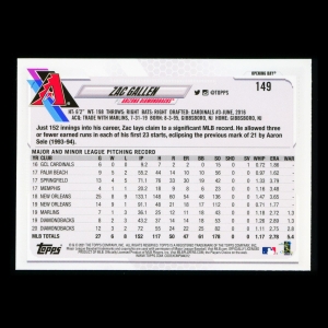 Zac Gallen 2021 Topps Opening Day Future Stars Diamondbacks