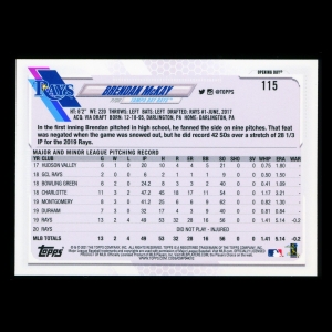 Brendan McKay 2021 Topps Opening Day Future Stars Rays