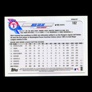 Nick Solak 2021 Topps Opening Day Future Stars Rangers