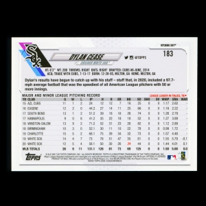Dylan Cease 2021 Topps Opening Day Future Stars White Sox