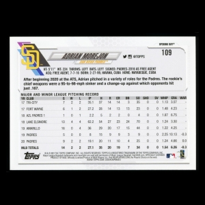Adrian Morejon 2021 Topps Opening Day Future Stars Padres