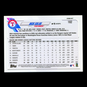 Nick Solak 2021 Topps Opening Day Future Stars Rangers