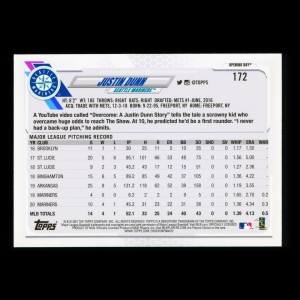 Justin Dunn 2021 Topps Opening Day Future Stars Mariners