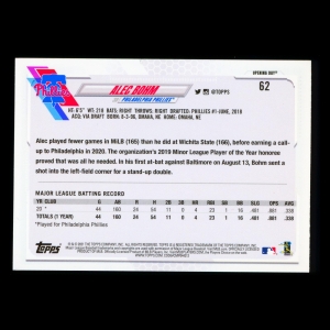 Alec Bohm RC 2021 Topps Opening Day All-Star Rookie Phillies
