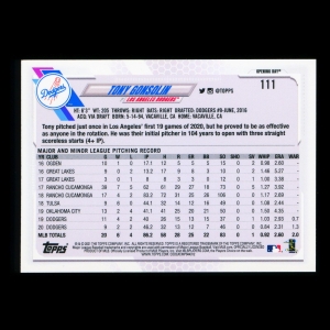 Tony Gonsolin 2021 Topps Opening Day All-Star Rookie Dodgers