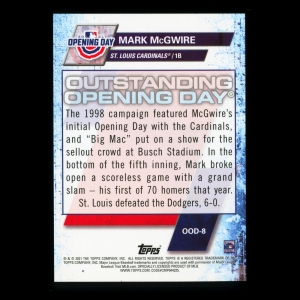 Mark McGwire 2021 Topps Opening Day 1998 Cardinals