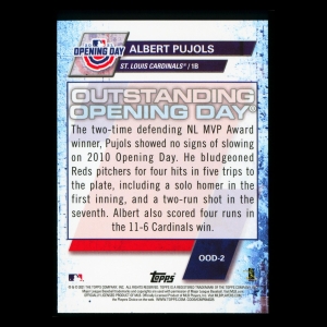 Albert Pujols 2021 Topps Opening Day 2010 Cardinals