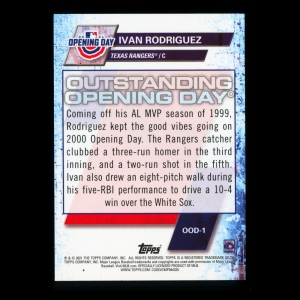 Ivan Rodriguez 2021 Topps Opening Day 2000 Rangers
