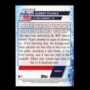 Albert Pujols 2021 Topps Opening Day 2010 Cardinals