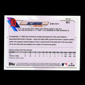 Daz Cameron RC Topps 2021 Rookie Tigers