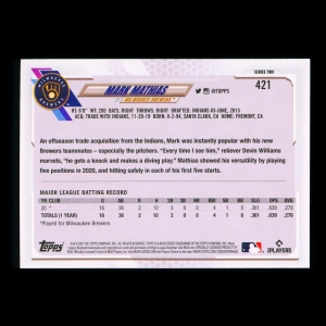 Mark Mathias RC Topps 2021 Rookie Brewers