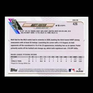 Matt Foster RC Topps 2021 Rookie White Sox