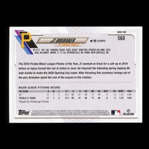 JT Brubaker RC Topps 2021 Rookie Pirates