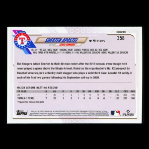 Sherten Apostel RC Topps 2021 Rookie Rangers