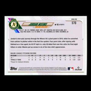 Jordan Weems RC Topps 2021 Rookie Athletics