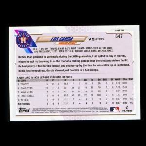 Luis Garcia RC Topps 2021 Rookie Astros