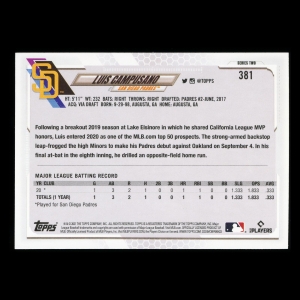 Luis Campusano RC Topps 2021 Rookie Padres